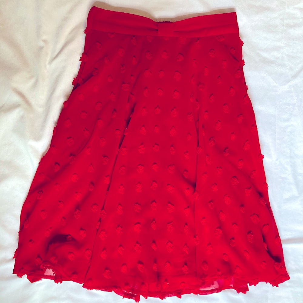 Modcloth Set on Texture A-line polka dot bow skirt